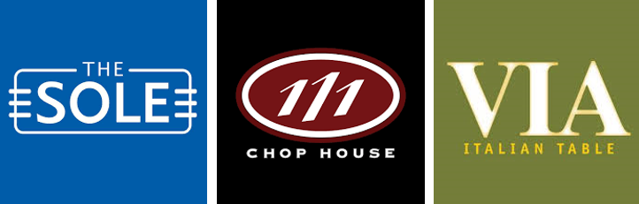 The Sole, 11 Chop House, Via Italian Table logos